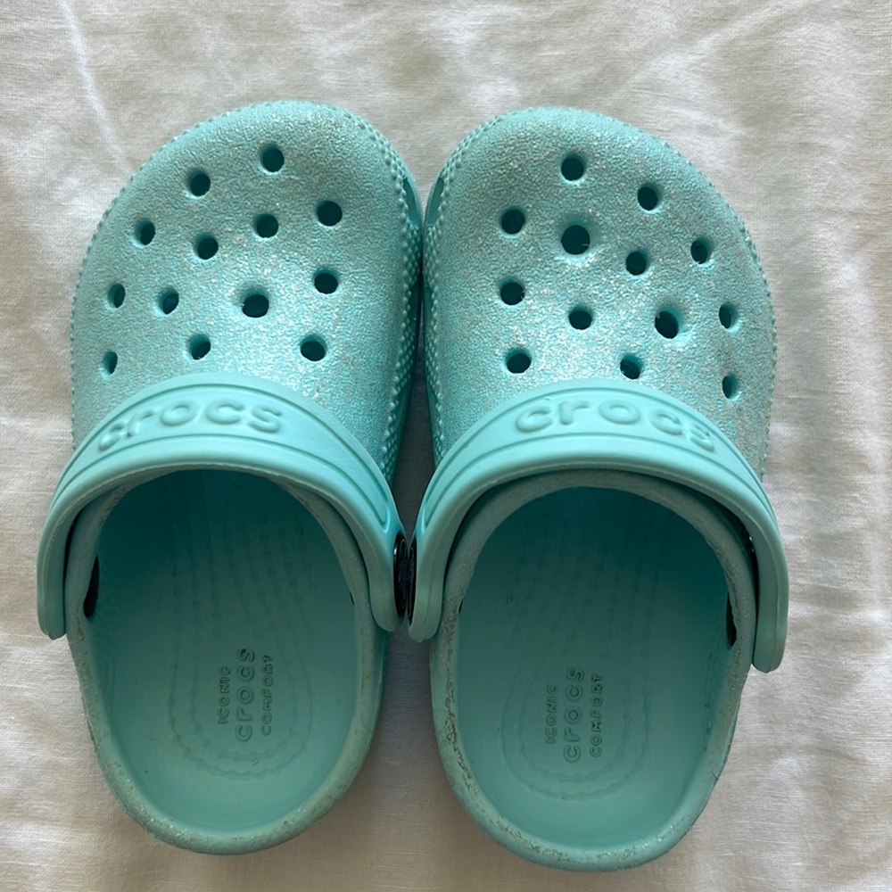 Toddler Glitter Blue Elsa Crocs